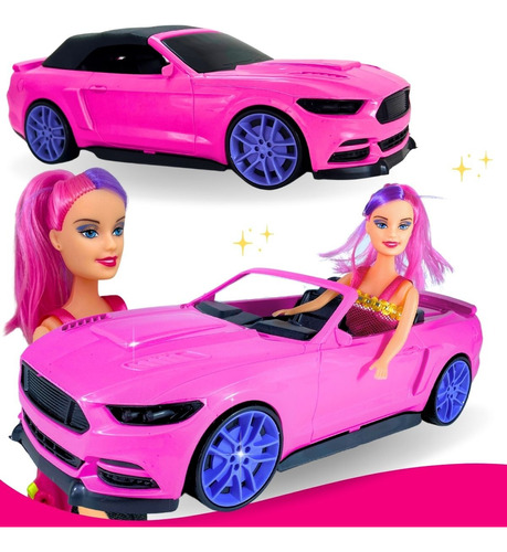 Carro Para Boneca Grande Rosa Lindo Brinquedo Para Menina