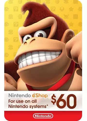 Cartão Nintendo Switc 3ds Wii U Eshop Card $60 ($50+$10) Usa