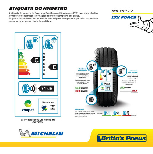 Kit 2 Pneus Aro 15 Michelin Ltx Force 205/70 R15