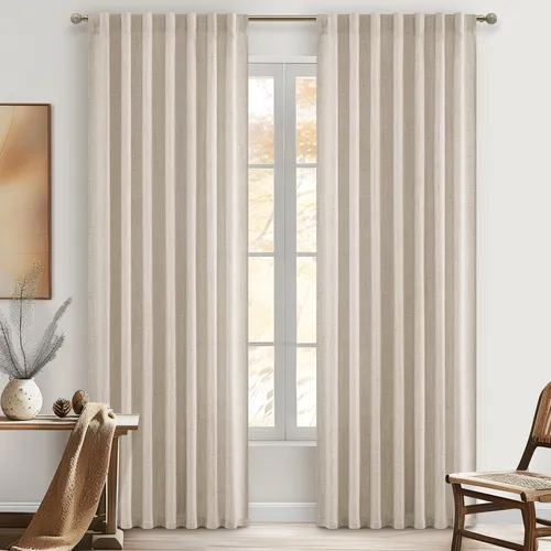 Cortinas Naturales De Lino 213 Cm Juego De 2 Paneles Bohemia