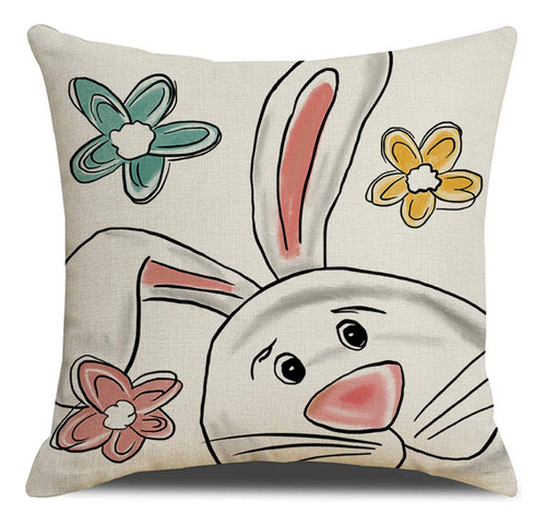 Funda De Almohada G Easter Con Estampado De Conejo, Versátil