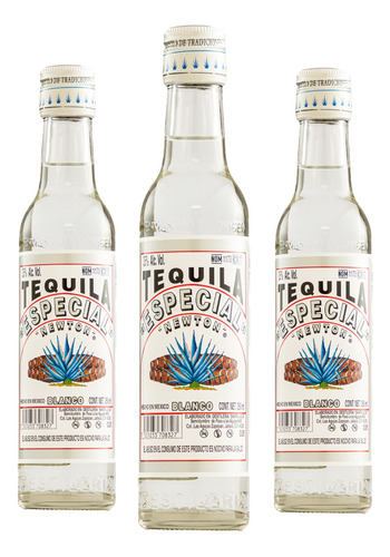 Tres Botellas Tequila Especial Newton Blanco 250 Ml