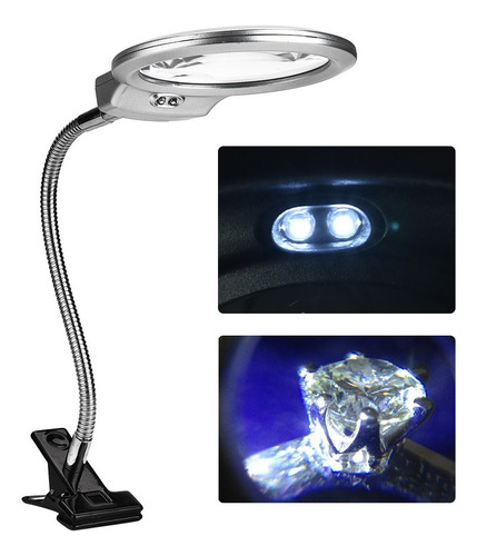 Clip De Escritorio Abrazadera Flexible Lupa Ajustable Led Lu