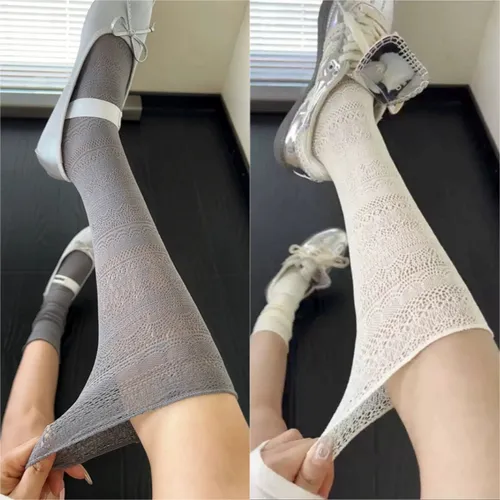 2 Pares De Calcetines De Verano Con Encaje Hueco En Forma De