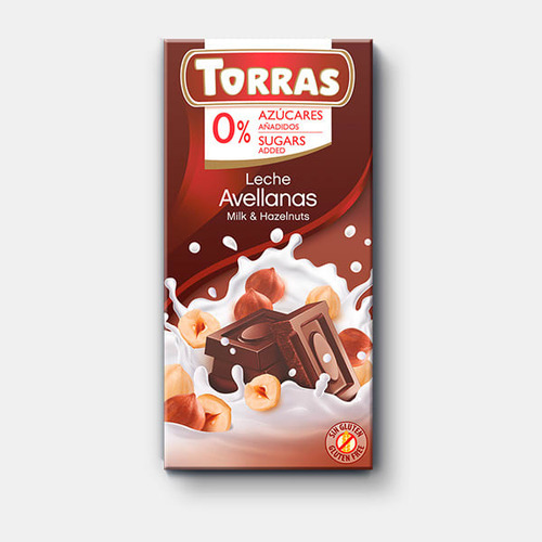 Torras Chocolate Leche Avellana 75g Sin Azucar Andina Grains