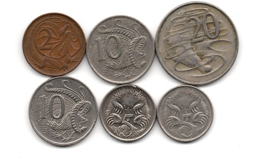 Australia Lote X6 Monedas Diferentes 2 Cent A 20 Cent