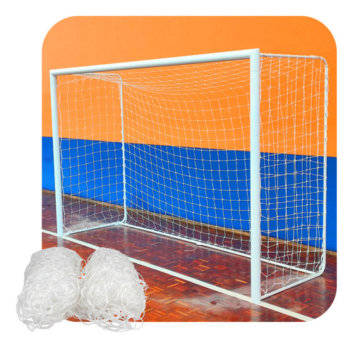 Rede De Futebol De Salão (futsal) - Fio 2 Nylon (par)