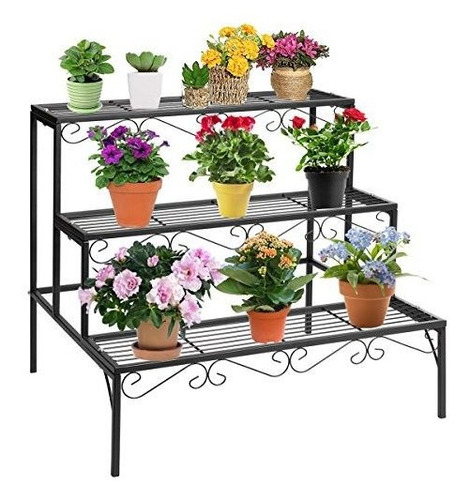 Doeworks Soporte De Metal Para Plantas De 3 Niveles Estilo E