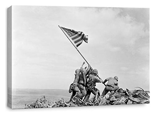 Pósteres Canvas Print Wall Art - Photograph Of Flag Raising 