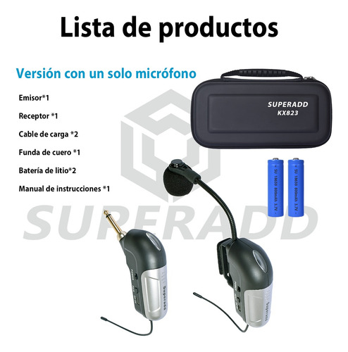 Micrófono Profesional Superadd Kx823 Para Acordeón Negro