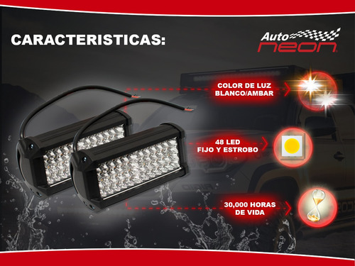 Par Faro Barra 48 Led Rectangular Bicolor Fija Estrobo Duall
