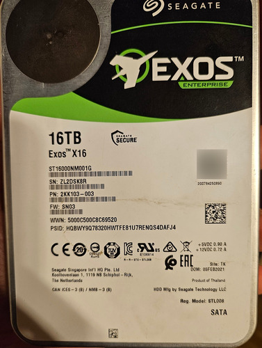 Disco Duro Seagate Exos X16 16tb Enterprise Hdd