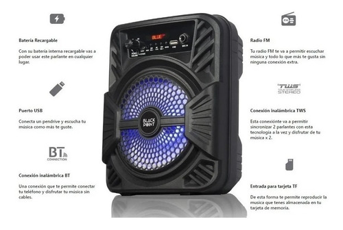 Parlante Portatil S32.1 Luces Led Bluetooth Radio Blackpoint