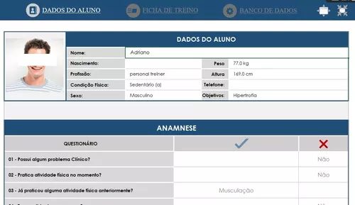 Planilha Ficha De Treino Para Personal Trainer E Academias