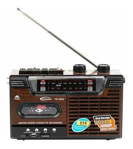 Radio Cassette Retro Yuegan Am/fm Mp3 Sd Usb 220v / Pilas