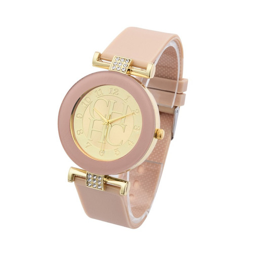 Relogio Feminino Fashion Brand Gold Casual Luxo Nude / Bege