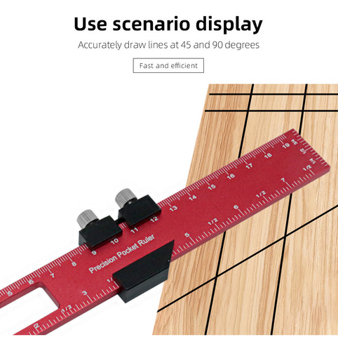 Ferramenta Woodworking Scriber Ruler Com Balanças Métricas E