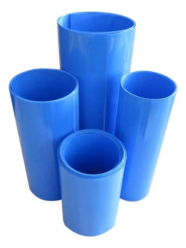 1 Mt Tubo Termo Retrátil Pvc Azul 120mm Chato / Diam 76,32mm