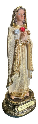 Escultura Rosa Mistica 20 Cm Porcelana Ojo Pintado Blanco