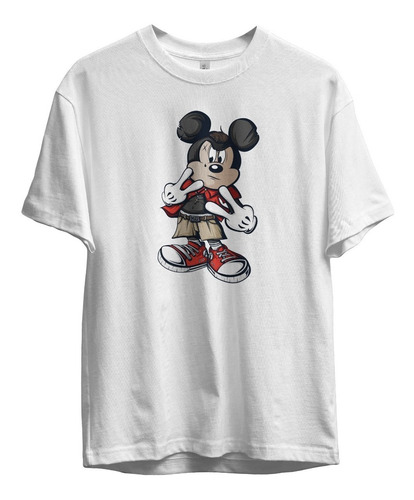 Remera Mickey Mouse Romano Cuerpo Entero Algodon Blanca