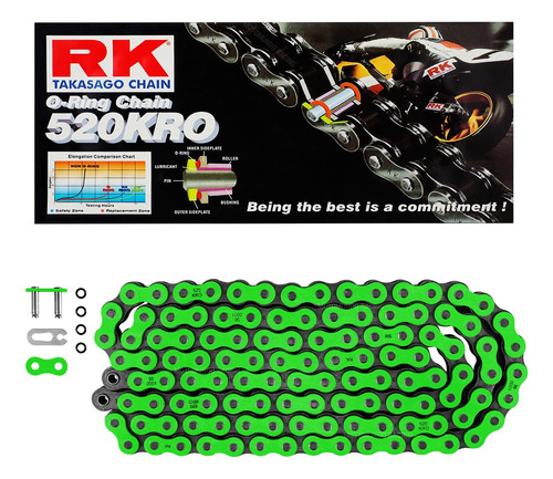 Cadena Transmision Rk 520 X 118 Oring Motocross Enduro Verde