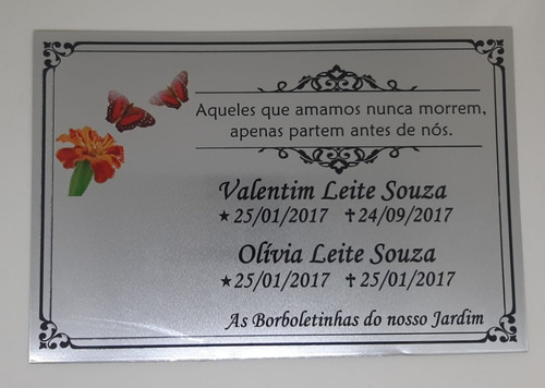 Placa Para Jazigo Túmulo Lápide Homenagem Sergipe Aracaju Se