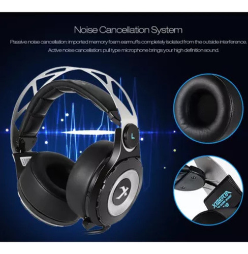 Fone Headste Gamer Xiberia T18 Usb Led Gaming Retrátil 7.1 Preto Graves Profundos Headset Gamer Para Computador