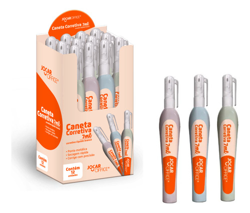 Caixa Com 12 Uni Caneta Corretiva 7ml Embalagem Colorida
