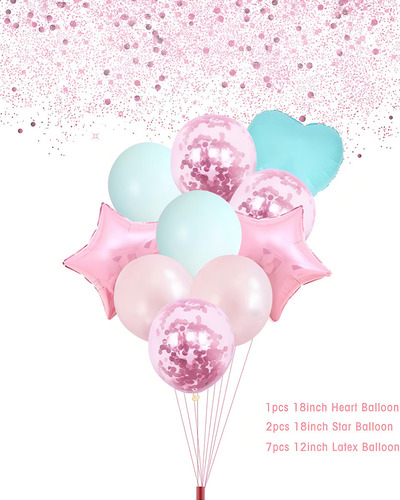 Kit Globos Latex Metalicos Redondos Corazon Estrella