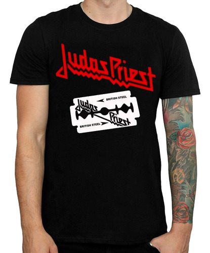 Franela Judas Priest Banda Rock Manga Corta Algodón Estampad