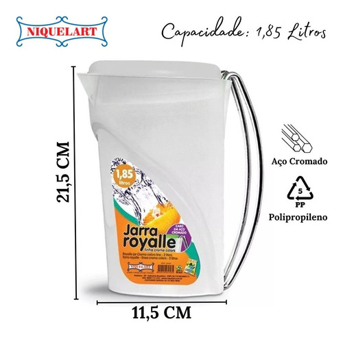 Jarra 1,85l Com Tampa P/servir Bebidas Mesa Posta Royalle