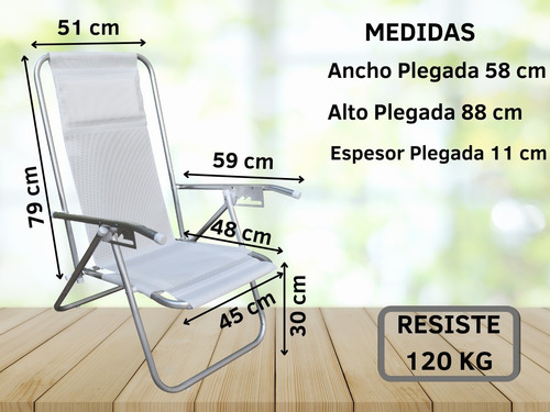 Imagen 3 de 8 de Reposera Playera Aluminio 5 Posiciones Coversol- Disentino®