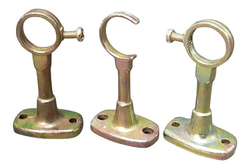 Juego De 3 Soportes Zamac Cortina De 5/8´ Bronceados