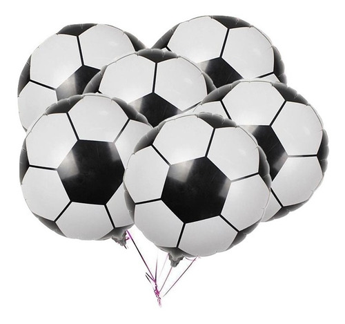 50 Balão Bola Futebol Metalizado Redondo 45cm Festa Gás Ar Cor Branco/preto