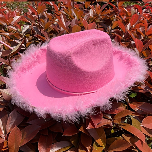 Chapéu Cowboy Rosa + Óculos Coração Barbie Rodeio Festa 2pç