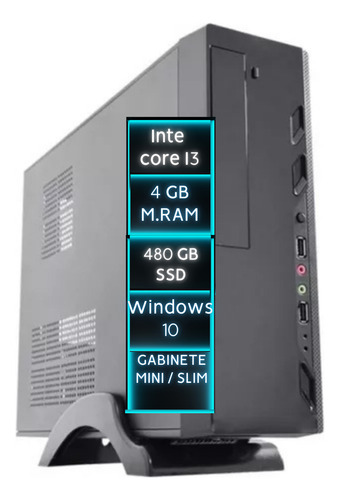 Mini Computador Cpu Pc Intel Core I3 4gb Ssd 480gb W10 Wifi