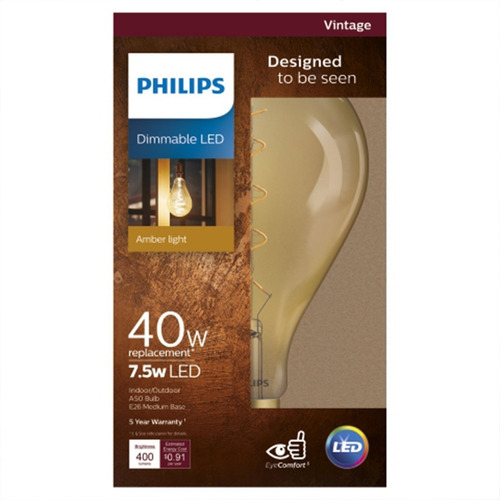 Foco Led Philips T20 E26 - Estilo Vintage Dimeable Luz Blanco cálido