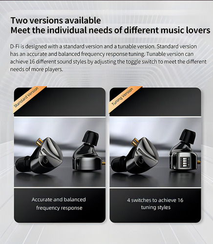 Audífonos Kz D-fi Sin Micro Con 4 Interruptores De Afinación Color Negro