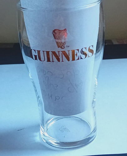 Vaso Media Pinta Cerveza Guinness Logo Dorado Dorado Oscuro (Usado)
