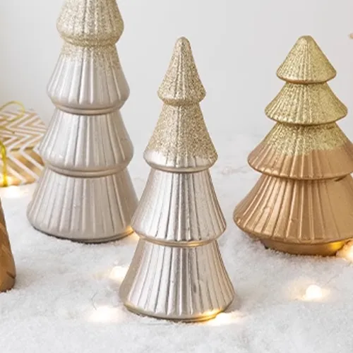 Mini Árbol De Navidad Verde Dorado, Decoración De Mesa, Navi