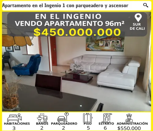 Vendo Apartamento 96m2 En El Ingenio