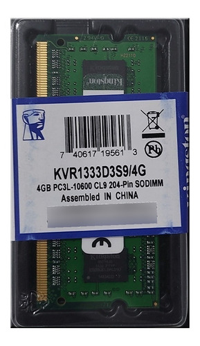 Kingston Memoria Ram Ddr3l 1333 Pc3l-10600 Mhz 4gb Laptop