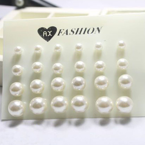 Pendientes Redondos N New, Brillantes, 12 Pares De Perlas De
