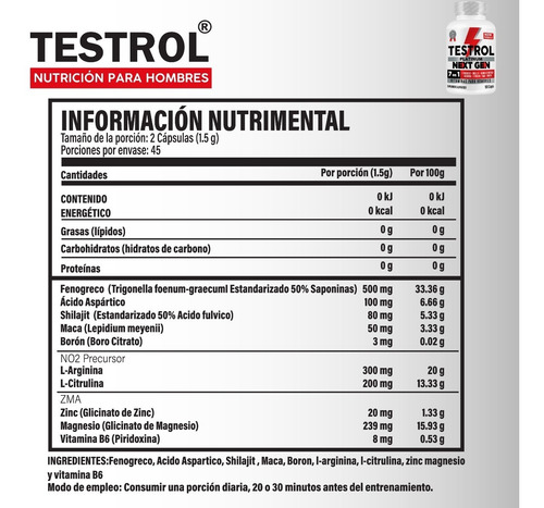 Imagen 2 de 5 de Testrol | Platinum Next Gen 7 En 1 | Precusor De No2