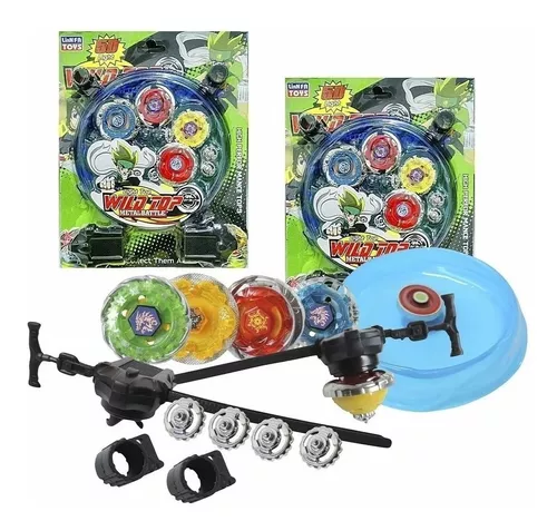 4 Beyblade Metal Led + Lançador + Arena Resistente