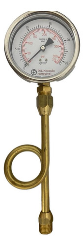 Man. P/ Cal. 0- 21 Kg/cm2 + 1 Pcs Tubo Sifão Latão 1/2 C/rbc