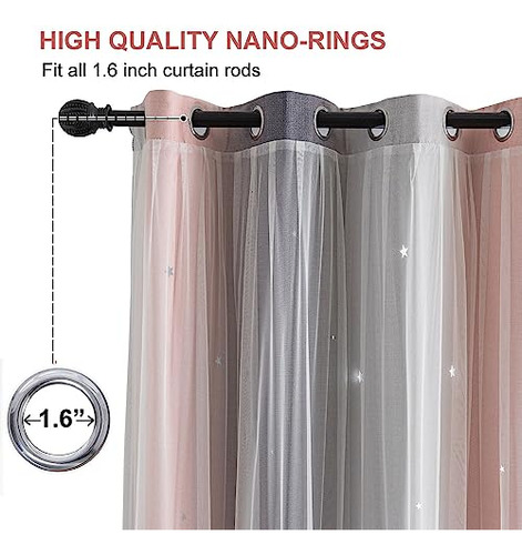 Cortinas Ombré Arco Iris Para Dormitorio Bebé, 2 Paneles