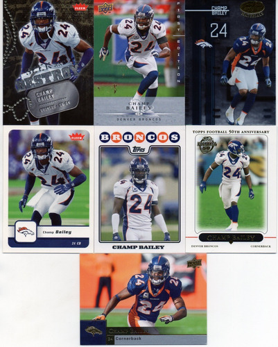 2005-2018 Champ Bailey Broncos 2 Inserts + 6 Base ( 8 )