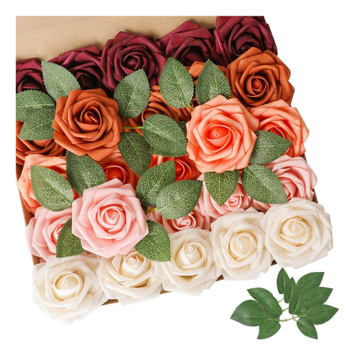 Flores Artificiales Rosas Rojas, 25 Rosas Falsas De Aspecto