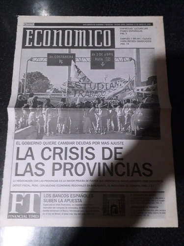 Tapa Diario Clarín Económico 23 1 2000 Crisis Provincias 